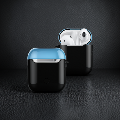 Apple Airpods 2 (2.nesil) 3in1 Kılıf - Siyah-mavi