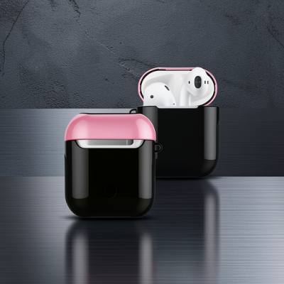 Apple Airpods 2 (2.nesil) 3in1 Kılıf - Siyah-pembe