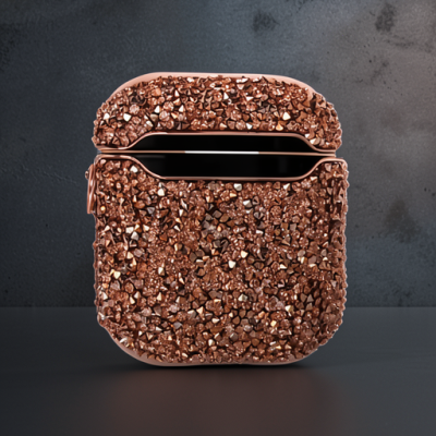 Apple Airpods 2 (2.nesil) Mira Taşlı Kılıf - Rose Gold