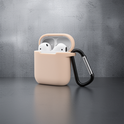 Apple Airpods 2 (2.nesil) Sert Silikon Kılıf - Bej