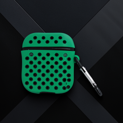 Apple Airpods 2 (2.nesil) Spor Delikli Kılıf - Yeşil-siyah