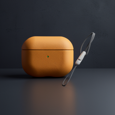 Apple Airpods 3 (3.nesil) 405 Deri Kılıf - Turuncu