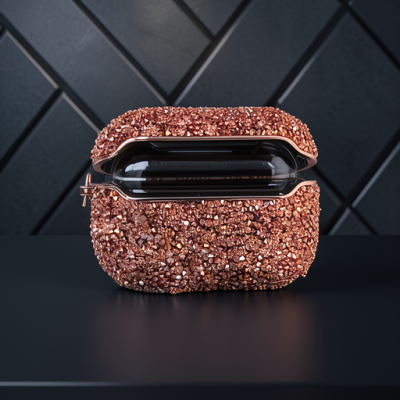 Apple Airpods Pro (1.nesil) Mira Taşlı Kılıf - Rose Gold