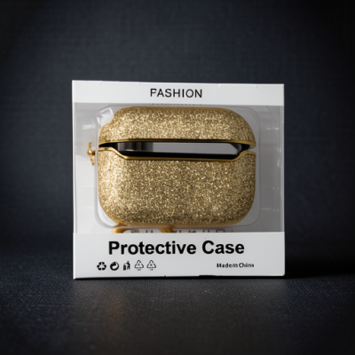 Apple Airpods Pro (1.nesil) Spell Simli Kılıf - Gold