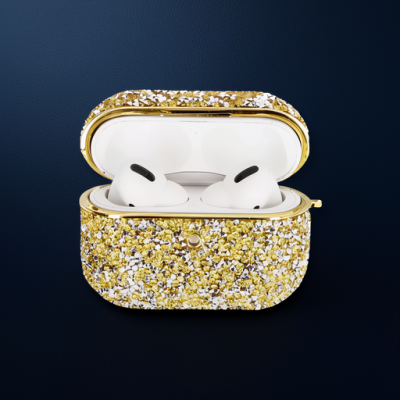 Apple Airpods Pro 2 (2.nesil) Luz Taşlı Kılıf - Gold