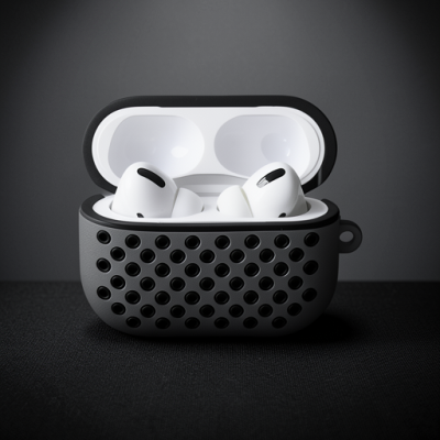Apple Airpods Pro 2 (2.nesil) Spor Delikli Kılıf - Gri-siyah