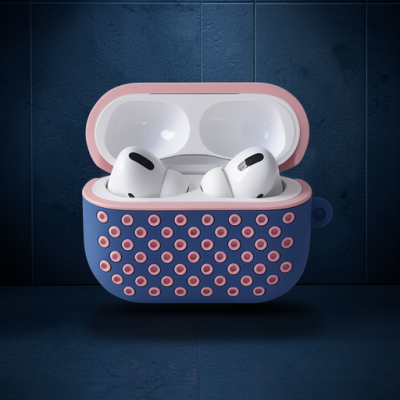 Apple Airpods Pro 2 (2.nesil) Spor Delikli Kılıf - Mavi-pembe