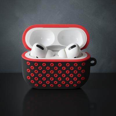 Apple Airpods Pro 2 (2.nesil) Spor Delikli Kılıf - Siyah-kırmızı