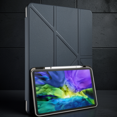 Apple İpad 2022 10.9 (10.nesil) Kılıf Kalemlikli Mars Tablet Kılıfı - Koyu Gri