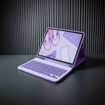 Apple İpad Air 11 (2024) Kılıf Kc01 Smart Klavyeli Tablet Kılıfı - Derin Mor