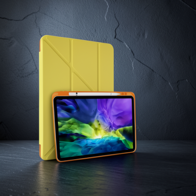 Apple İpad Pro 11 (2018) Kılıf Kalemlikli Mars Tablet Kılıfı - Açık Sarı