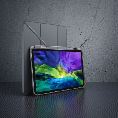 Apple İpad Pro 11 (2018) Kılıf Kalemlikli Mars Tablet Kılıfı - Gri