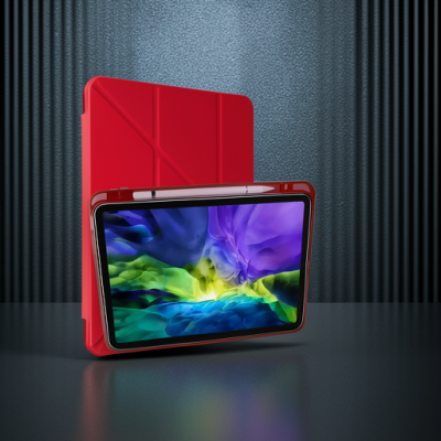 Apple İpad Pro 11 (2018) Kılıf Kalemlikli Mars Tablet Kılıfı - Kırmızı