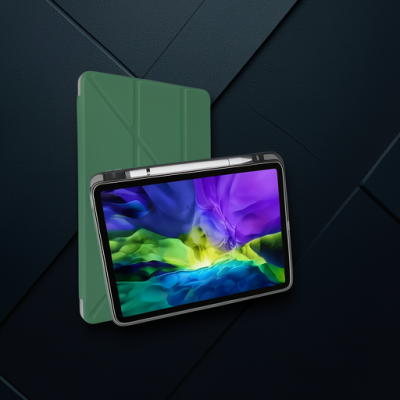 Apple İpad Pro 11 (2018) Kılıf Kalemlikli Mars Tablet Kılıfı - Koyu Yeşil