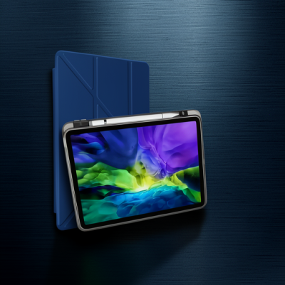 Apple İpad Pro 11 (2021) Kılıf Kalemlikli Hugo Tablet Kılıfı - Lacivert