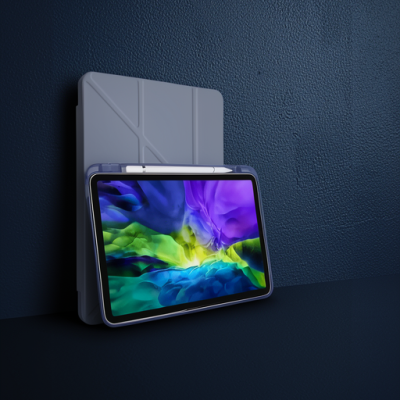 Apple İpad Pro 11 (2021) Kılıf Kalemlikli Hugo Tablet Kılıfı - Lila
