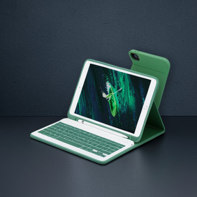 Apple İpad Pro 11 (2022) Kılıf Kc01 Smart Klavyeli Tablet Kılıfı - Koyu Yeşil
