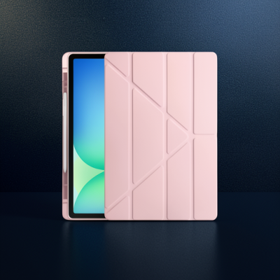 Apple İpad Pro 11 (2024) Kılıf Kalemlikli Hugo Tablet Kılıfı - Rose Gold