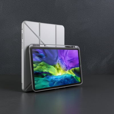Apple İpad Pro 11 (2024) Kılıf Kalemlikli Mars Tablet Kılıfı - Gri