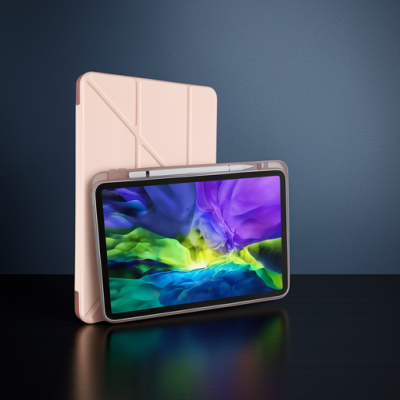 Apple İpad Pro 11 (2024) Kılıf Kalemlikli Mars Tablet Kılıfı - Rose Gold