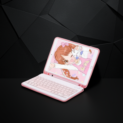 Apple İpad Pro 11 (2024) Kılıf Kc01 Smart Klavyeli Tablet Kılıfı - Pembe