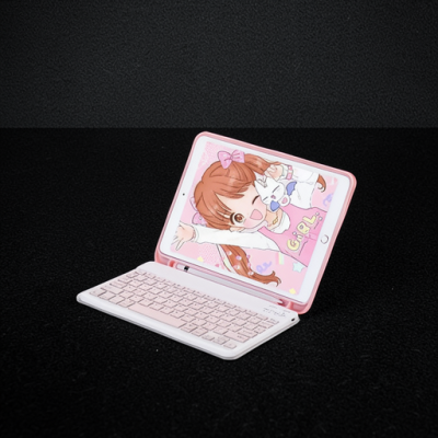 Apple İpad Pro 12.9 (2022) Kılıf Kc01 Smart Klavyeli Tablet Kılıfı - Pembe
