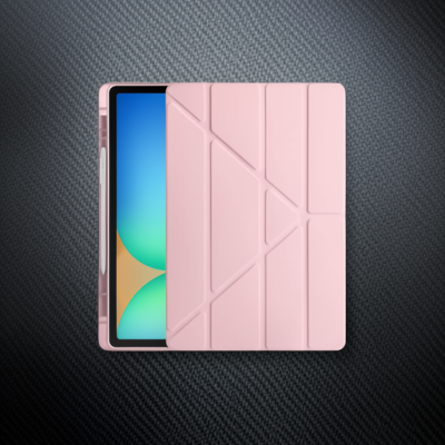 Apple İpad Pro 13 (2024) Kılıf Kalemlikli Hugo Tablet Kılıfı - Rose Gold