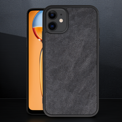 Apple İphone 11 Kılıf Aras Deri Kapak - Siyah