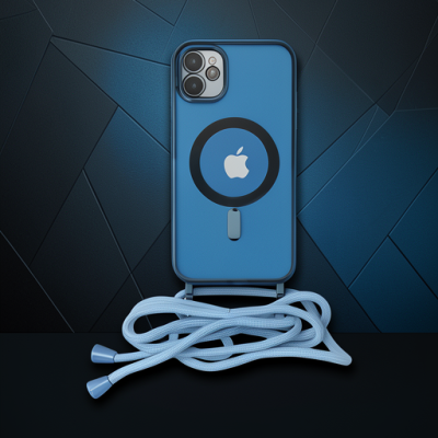 Apple İphone 11 Kılıf Divo Lazer Askılı Magsafe Kapak - Sierra Blue