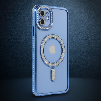Apple İphone 11 Kılıf Joke Simli Magneticsafe Kılıf - Mavi