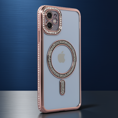 Apple İphone 11 Kılıf Joke Simli Magneticsafe Kılıf - Pembe