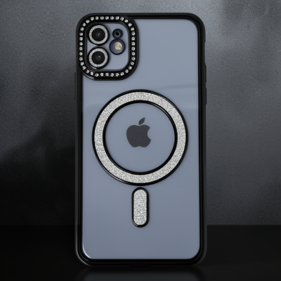 Apple İphone 11 Kılıf Joke Simli Magneticsafe Kılıf - Siyah