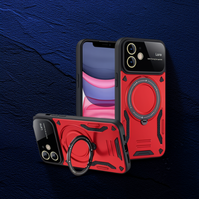 Apple İphone 11 Kılıf Joy Lens Standlı Kapak - Kırmızı