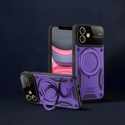Apple İphone 11 Kılıf Joy Lens Standlı Kapak - Mor