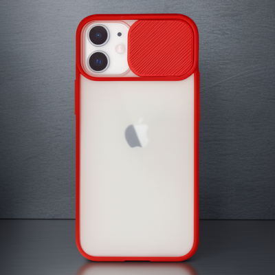 Apple İphone 11 Kılıf Palm Buzlu Kamera Sürgülü Silikon - Kırmızı