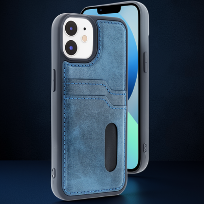 Apple İphone 11 Kılıf Sara Kartvizitli Deri Kılıf - Lacivert