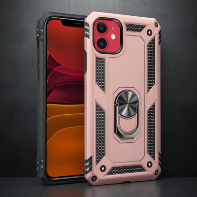 Apple İphone 11 Kılıf Sofya Yüzüklü Silikon Kapak - Rose