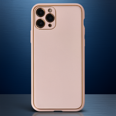Apple İphone 11 Pro Kılıf Coco Deri Silikon Kapak - Pudra