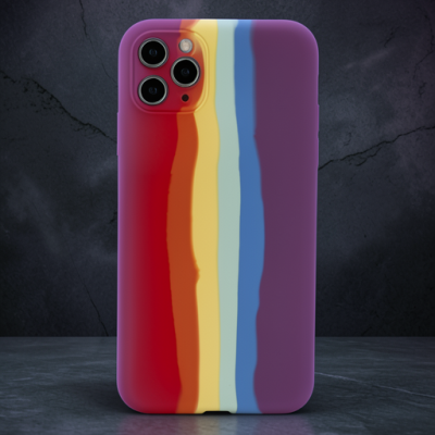 Apple İphone 11 Pro Kılıf Ebruli Lansman Silikon - Kırmızı-mor