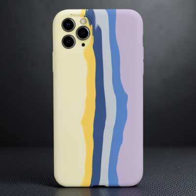 Apple İphone 11 Pro Kılıf Ebruli Lansman Silikon - Sarı-lila