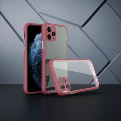 Apple İphone 11 Pro Kılıf Miami Şeffaf Silikon - Fuşya