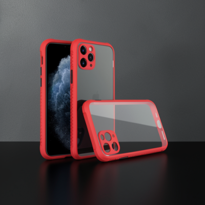 Apple İphone 11 Pro Kılıf Miami Şeffaf Silikon - Kırmızı