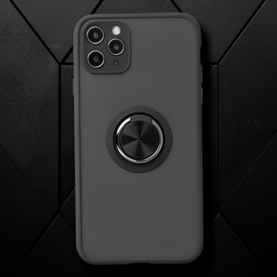 Apple İphone 11 Pro Kılıf Montreal Yüzüklü Silikon Kapak - Siyah