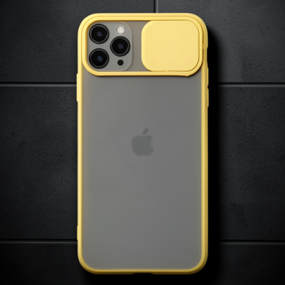 Apple İphone 11 Pro Kılıf Palm Buzlu Kamera Sürgülü Silikon - Sarı