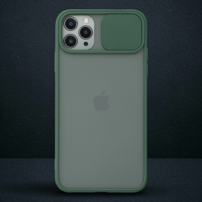 Apple İphone 11 Pro Kılıf Palm Buzlu Kamera Sürgülü Silikon - Yeşil