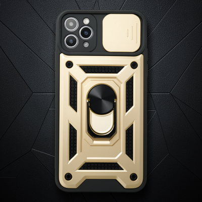 Apple İphone 11 Pro Kılıf Pars Lens Yüzüklü Silikon - Gold