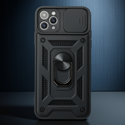 Apple İphone 11 Pro Kılıf Pars Lens Yüzüklü Silikon - Siyah
