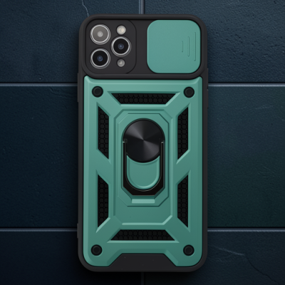 Apple İphone 11 Pro Kılıf Pars Lens Yüzüklü Silikon - Yeşil