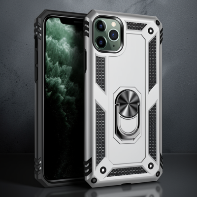 Apple İphone 11 Pro Kılıf Sofya Yüzüklü Silikon Kapak - Gümüş