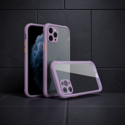 Apple İphone 11 Pro Max Kılıf Miami Şeffaf Silikon - Açık Mor